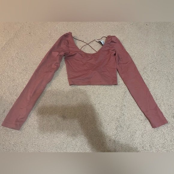 Forever 21 light maroon long deep open back crop top size small/ medium - Picture 1 of 7